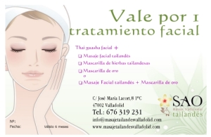 Vale regalo 1 tratamiento facial